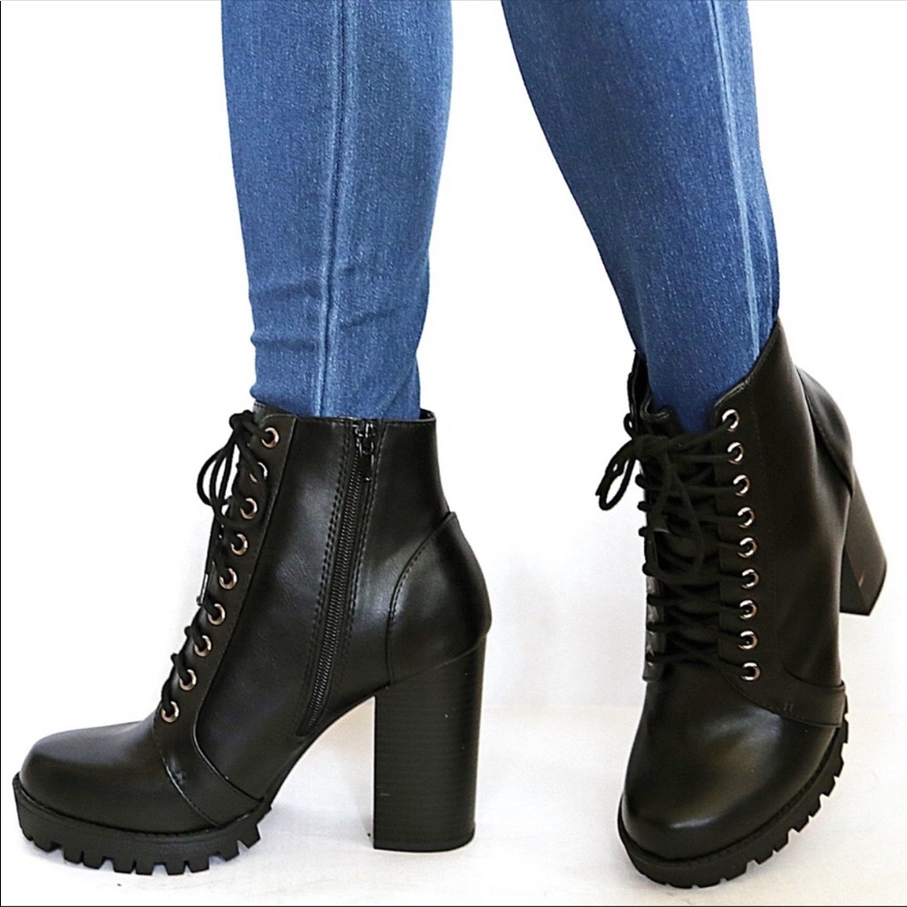 Soda Chunky Heel Combat Boots